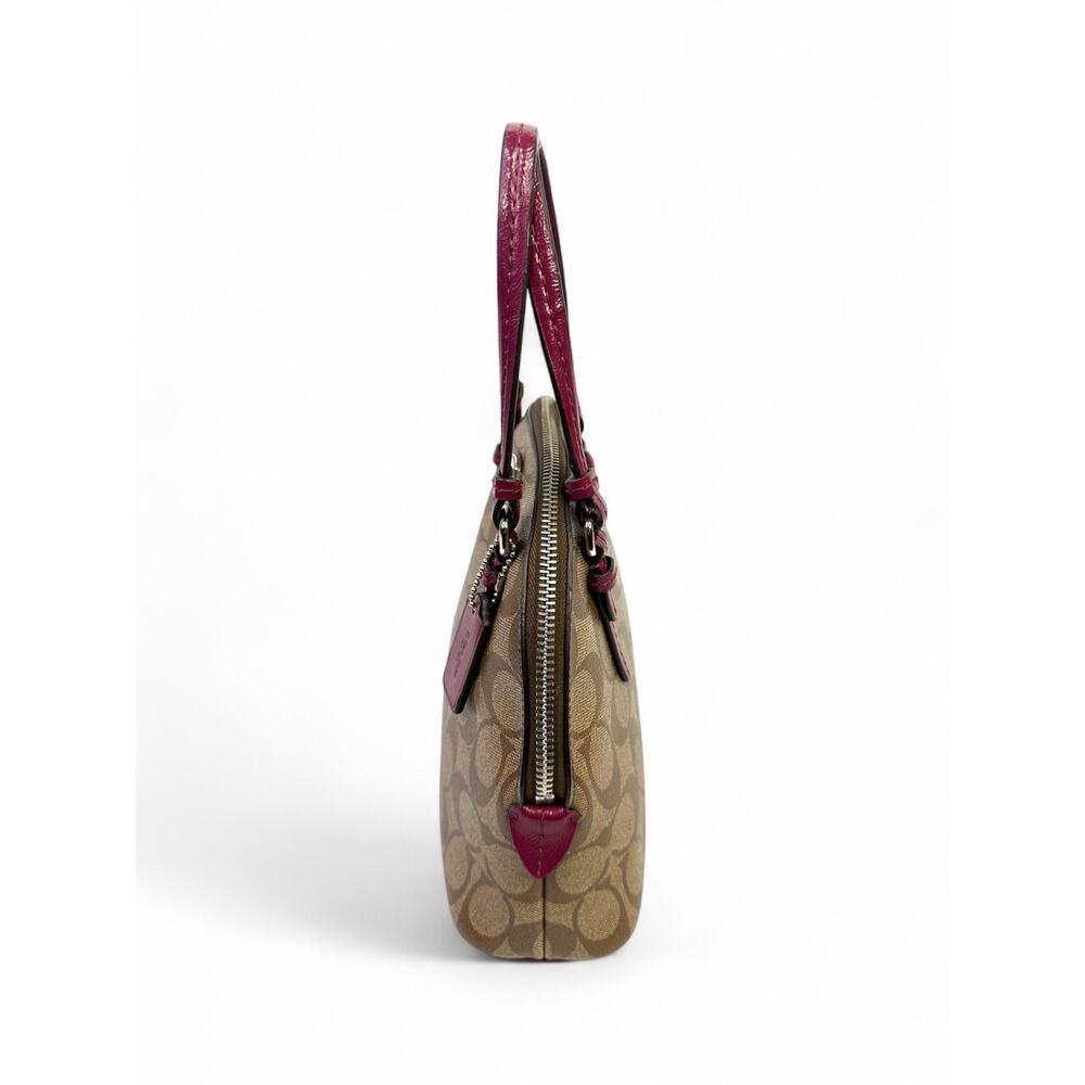 Coach Signature Dome Satchel with Magenta Patent Leather Trim - Picture 9 of 16